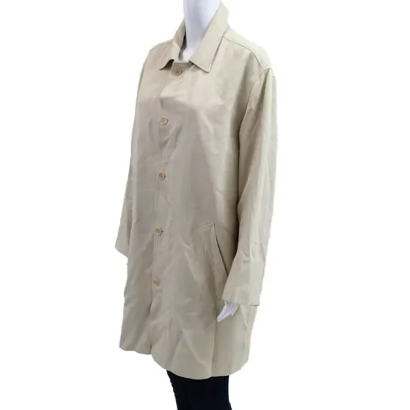 BCBG Max Azria Mens Overcoat Beige Polyester Collared Button Long Sleeve Size S - Picture 2 of 5